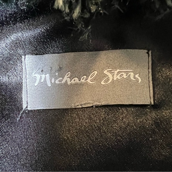MICHAEL STARS Long Coat Cozy Faux Fur Jacket Gray Black Longline Size Medium - Picture 12 of 16